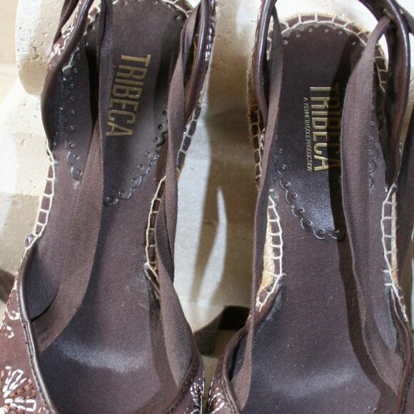 Brown Lace Up Wedge Espadrille Heel Size 8 1/2 - Picture 4 of 8